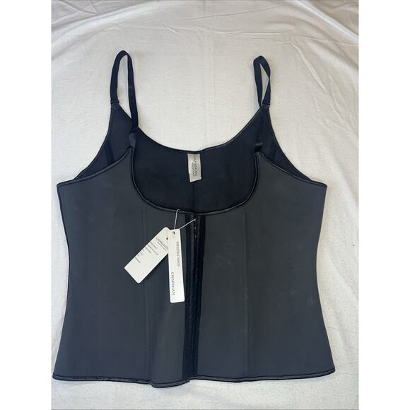 Charmiane Other - NWT Charmiane Waist Trainer Corset Cinched Black Latex Size 6 XL Bone Ribbing